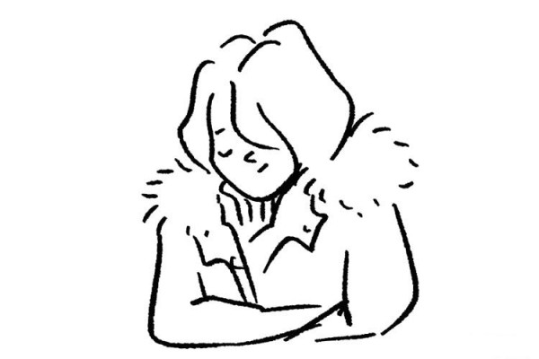 Simple drawing of girl in winter