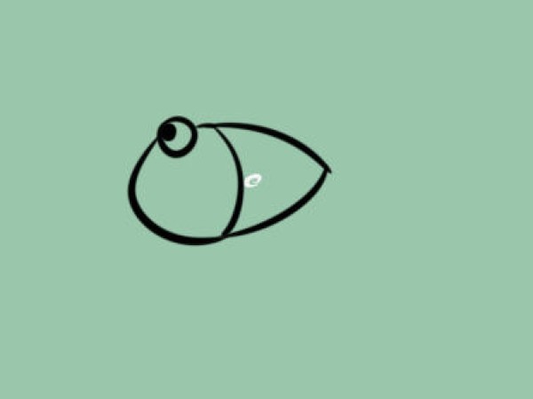 Simple drawing of green cartoon fish