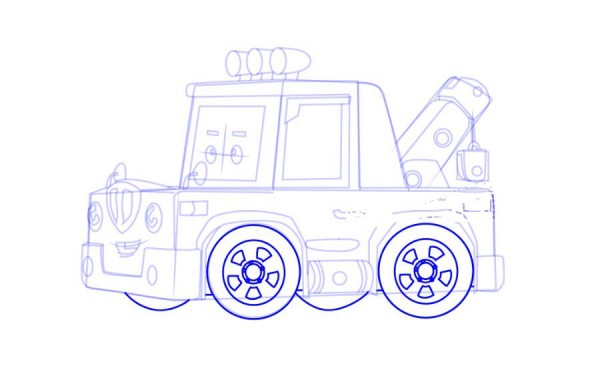 Police car Purley trailer Spucci simple drawing