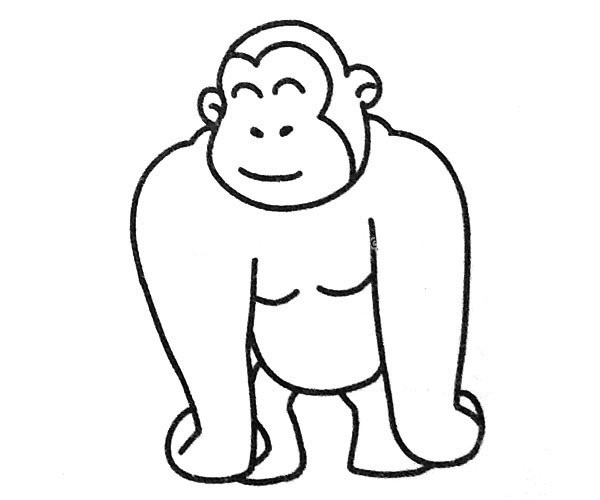 Happy orangutan simple drawing picture