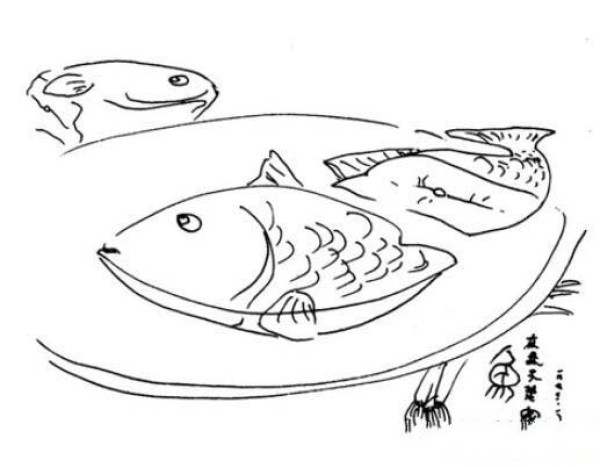 How to draw a plate of steamed fish