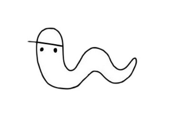 Simple drawing of cartoon earthworm