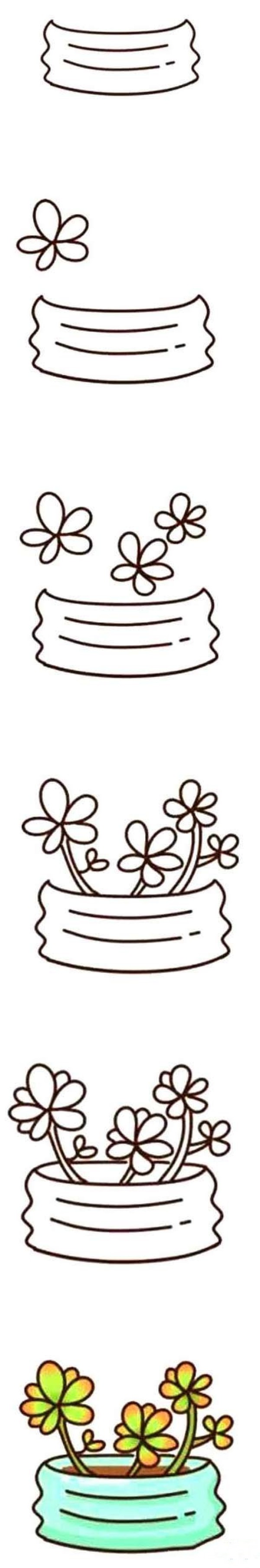 How to draw potted succulents