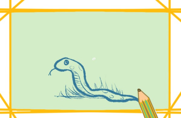 Simple drawing of snake on the grass