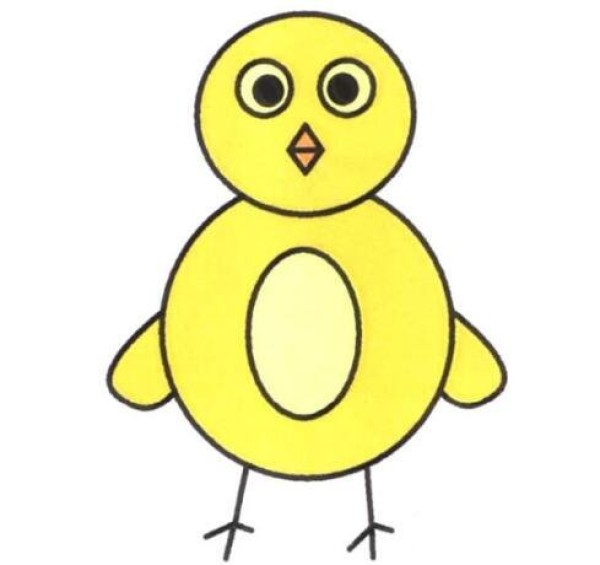 Cute little yellow chicken simple drawing picture