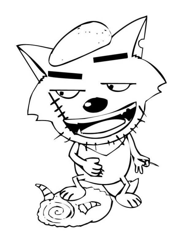 The simple drawing of the big bad wolf smiling sinisterly