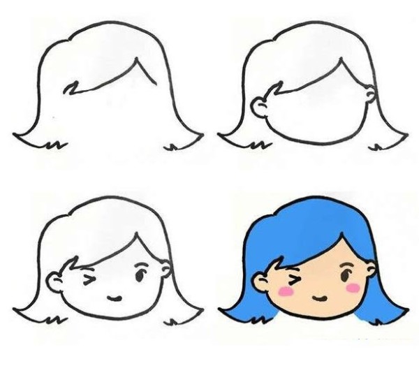 How to draw a playful girl with short hair