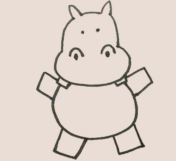 Simple drawing of hippopotamus