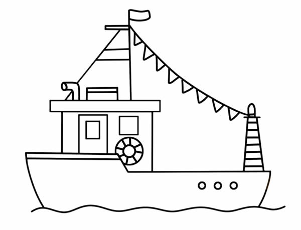 Simple and beautiful fishing boat sketch