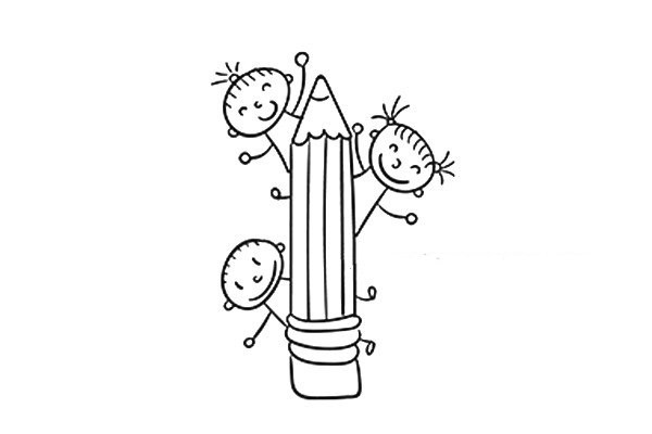 A set of super simple simple drawing pictures of stationery and children