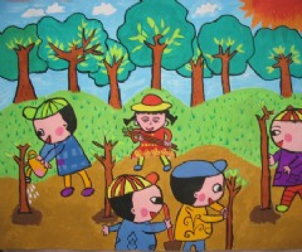 Selected Childrens Drawings for Arbor Day - Lets Plant Trees Together