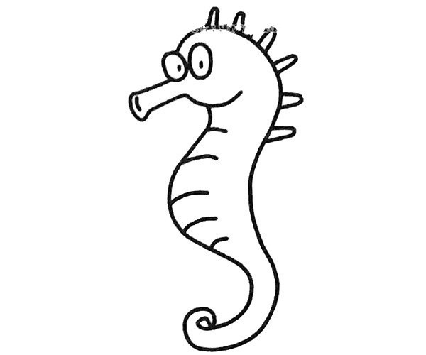 A set of cute cartoon seahorse simple drawing pictures