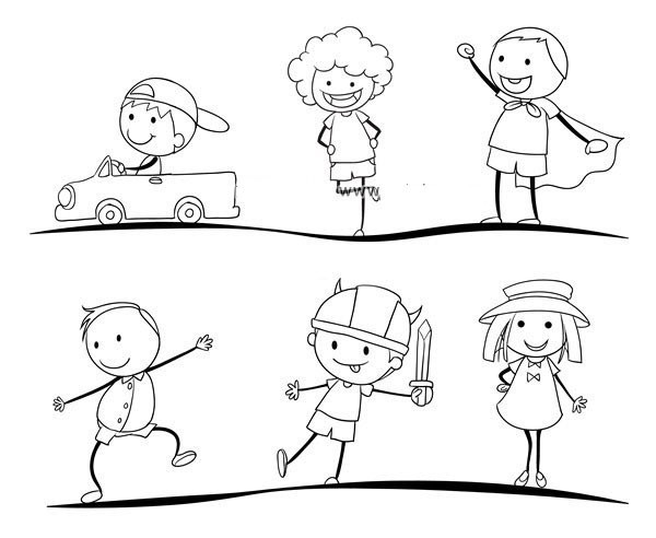 56 simple drawing pictures of boys and girls in sports