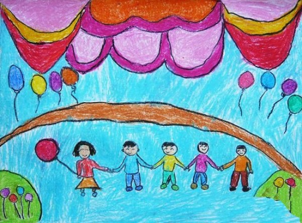 Childrens drawings about celebrating National Day - celebrating National Day hand in hand