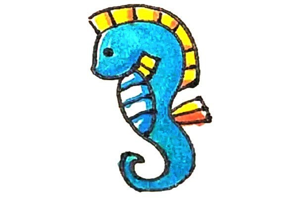 Children learn to draw seahorses easily