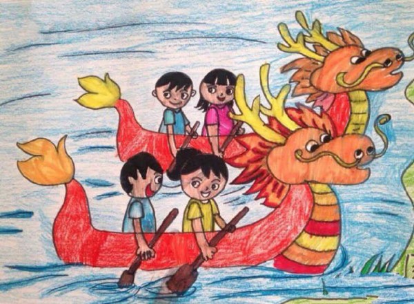 Dragon Boat Festival childrens drawings childrens dragon boat racing