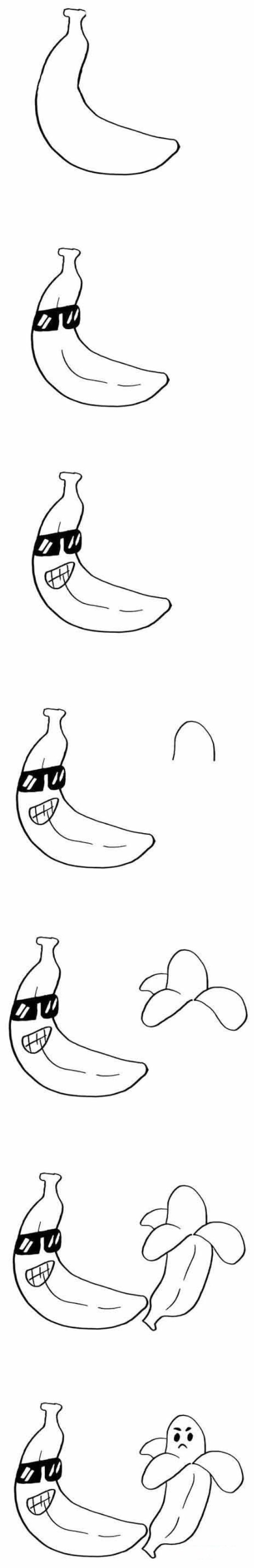 Yellow Cartoon Banana Simple Drawing