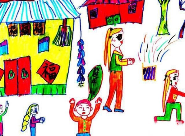 Childrens drawings celebrate the New Year