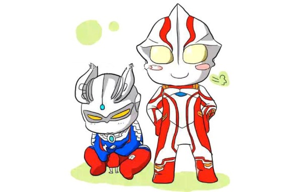 Cute Q version of Ultraman Mebius and Ultraman Zero combination