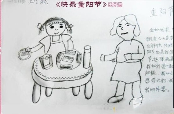 Childrens drawings of Double Ninth Festival-Happy Double Ninth Festival