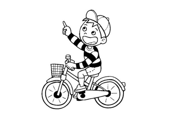 Coloring pictures of little boy riding a bicycle