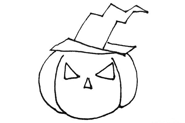 Pumpkin lantern wearing witch hat