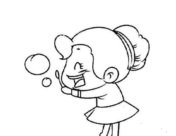 little girl blowing bubbles