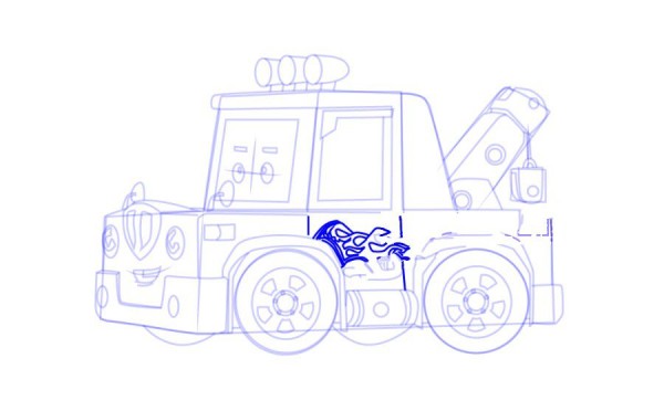 Police car Purley trailer Spucci simple drawing