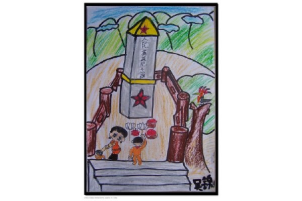 Childrens drawings of tomb-sweeping days during Qingming Festival - Lets visit the graves of heroes