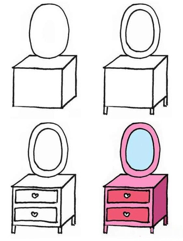 Coloring Dressing Table Simple Drawing Picture