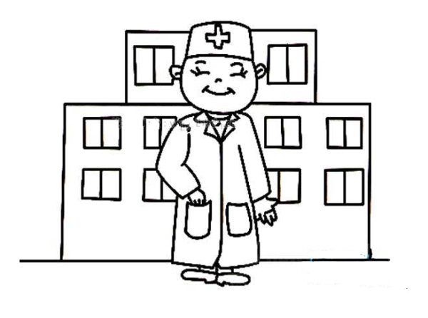 Simple drawing of doctor in hospital