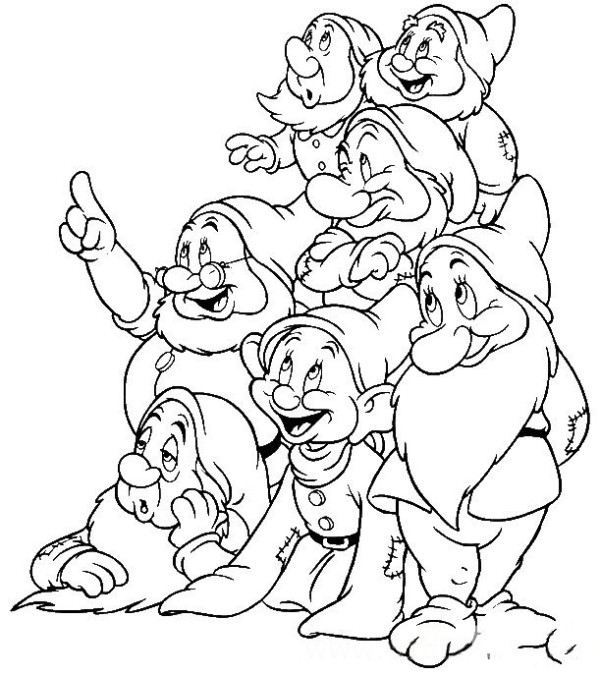 Seven dwarfs simple drawing pictures