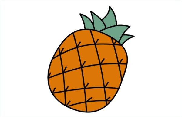 How to draw and color pineapple simple drawings