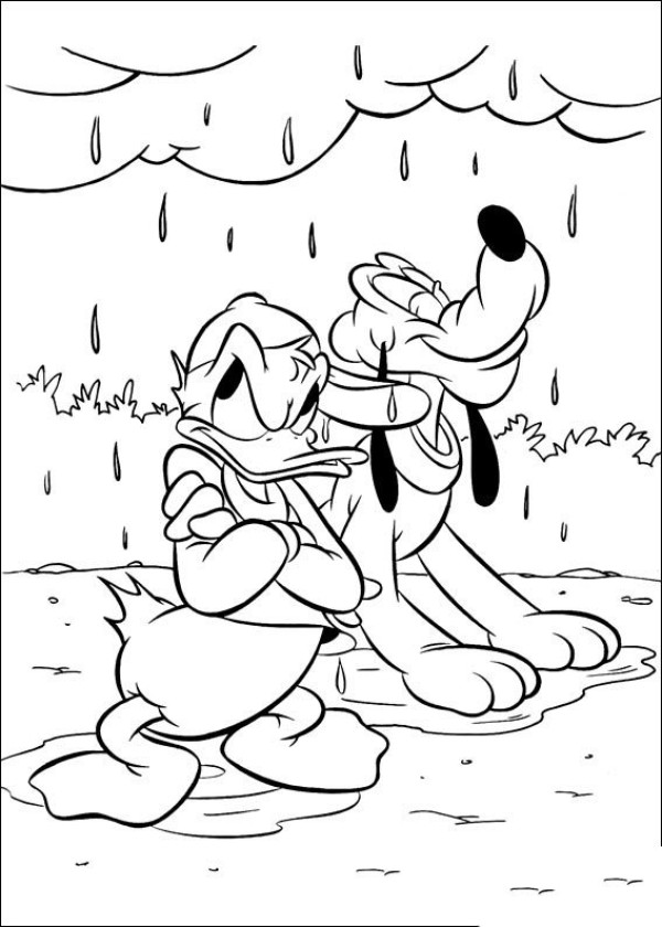 Donald Duck and Dog Coloring Pages