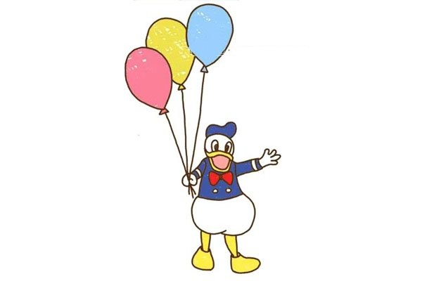 Donald Duck holding a balloon