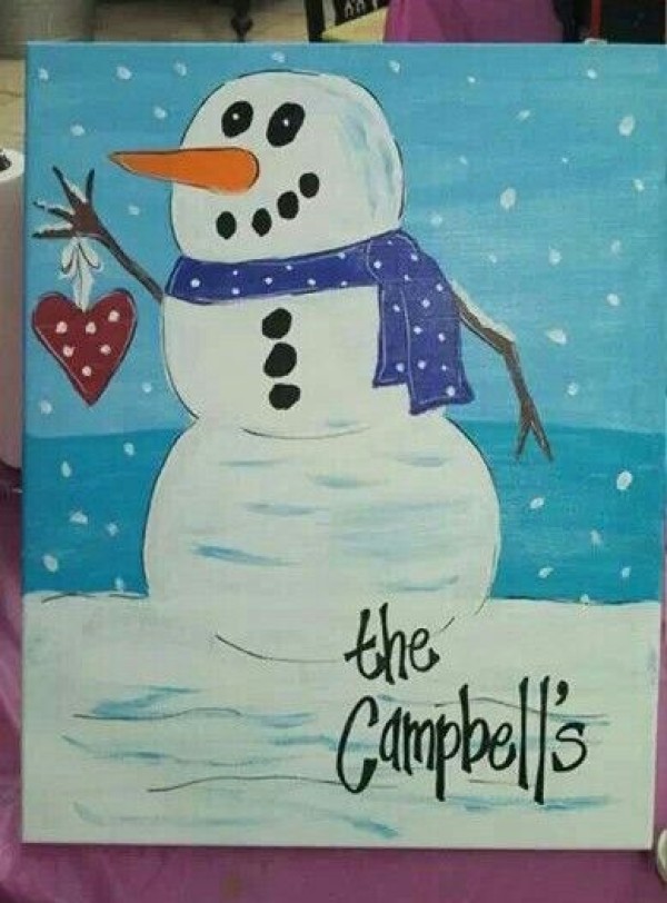 Watch childrens watercolor paintings of happy snowmen online