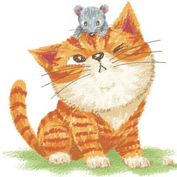 Cute animal cartoons of cat and mouse