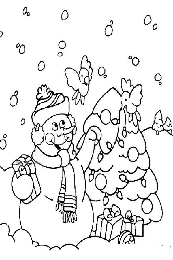 Simple drawing of Christmas snowman