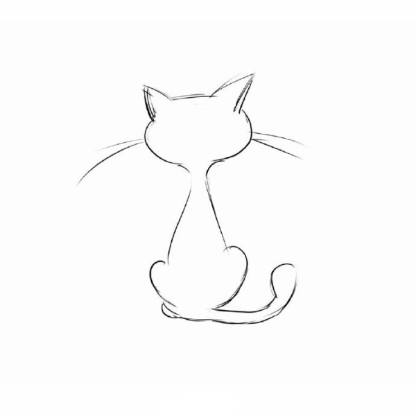 Simple drawing of cats back