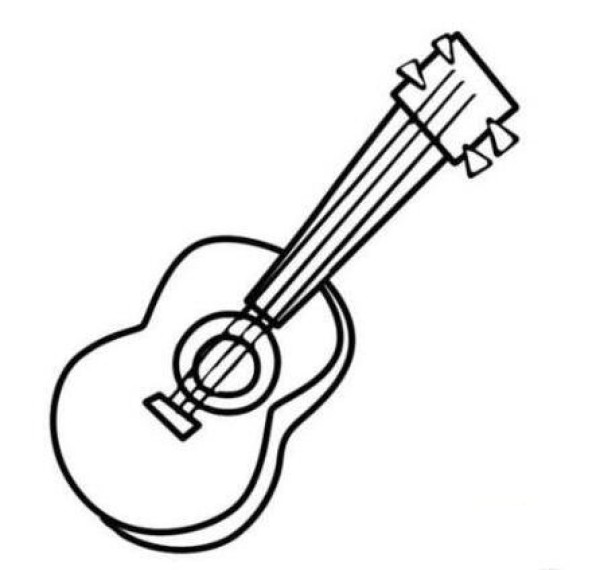 How to draw a guitar for children with simple strokes