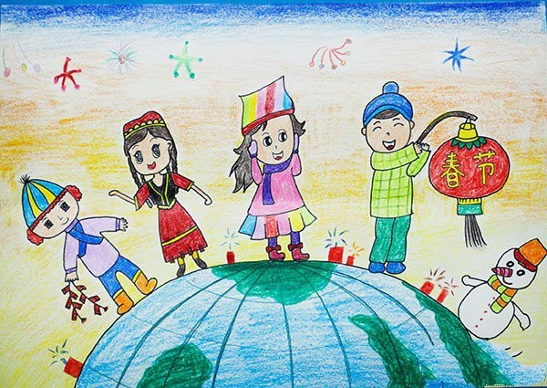 Appreciation of children’s paintings celebrating the New Year in 2017