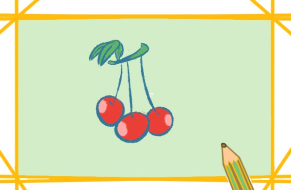 How to draw three red cherries