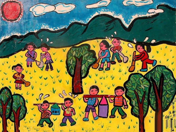 Childrens Drawing Qingming Festival is coming - lets plant trees together