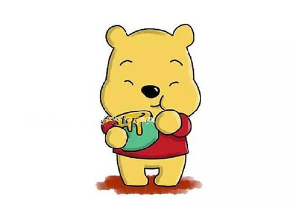 Simple drawing tutorial: Winnie the Pooh eating honey