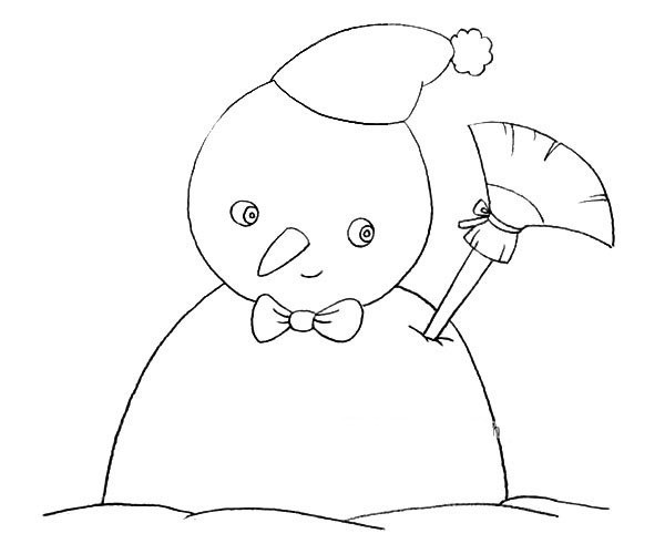 Happy Winter Snowman Simple Drawing Picture