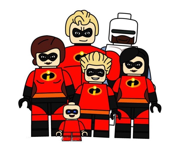 Lego superman family portrait simple drawing picture