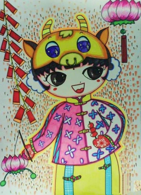 Childrens drawings of happy new year