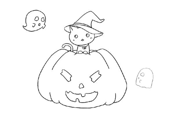 Halloween pumpkin head and imp