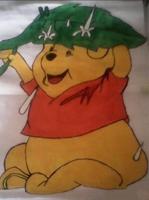 Childrens drawing of cute Pooh