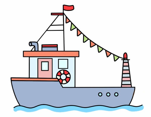 Simple and beautiful fishing boat sketch